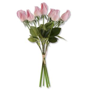 K&K Interiors 9 Stem Pink Rose Bud with Foliage
