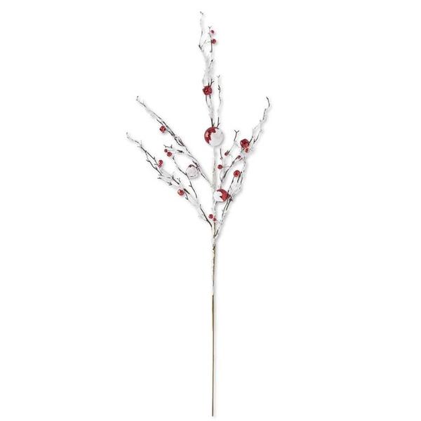 K&K Interiors Ornaments & Bells Glitter Flocked White Branch