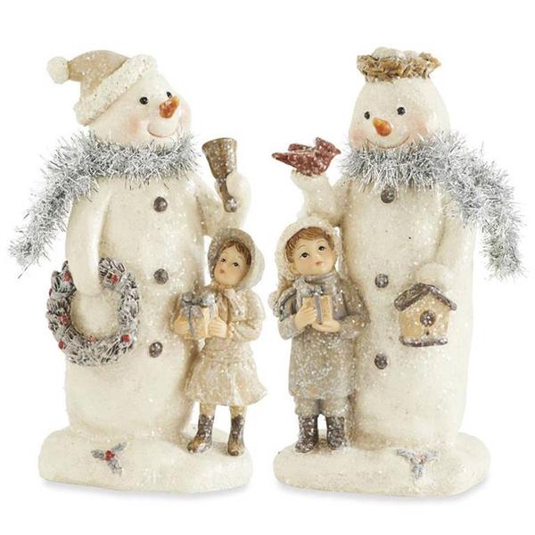 K&K Interiors 7.5in. Resin Vintage Snowman - Set of 2