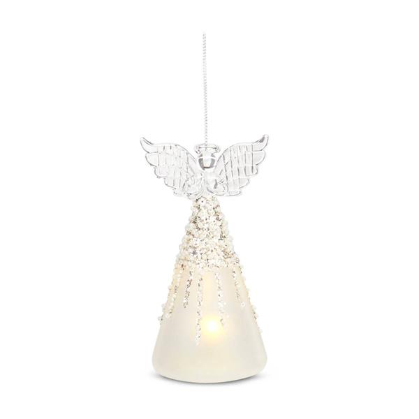 K&K Interiors Frosted & Beaded Glass LED Angel