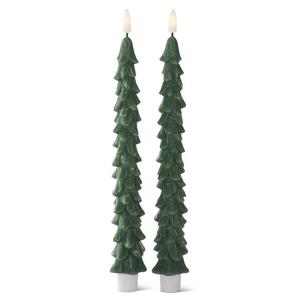 K&K Interiors Wax LED Christmas Tree Taper Candle w/ Timer
