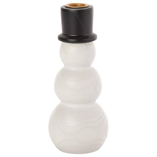 K&K Interiors 7in. Wood Snowman Taper Candleholder