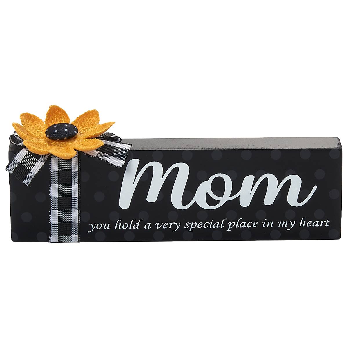 K&K Interiors Black And White Mom Tabletop Sign With Sunflower