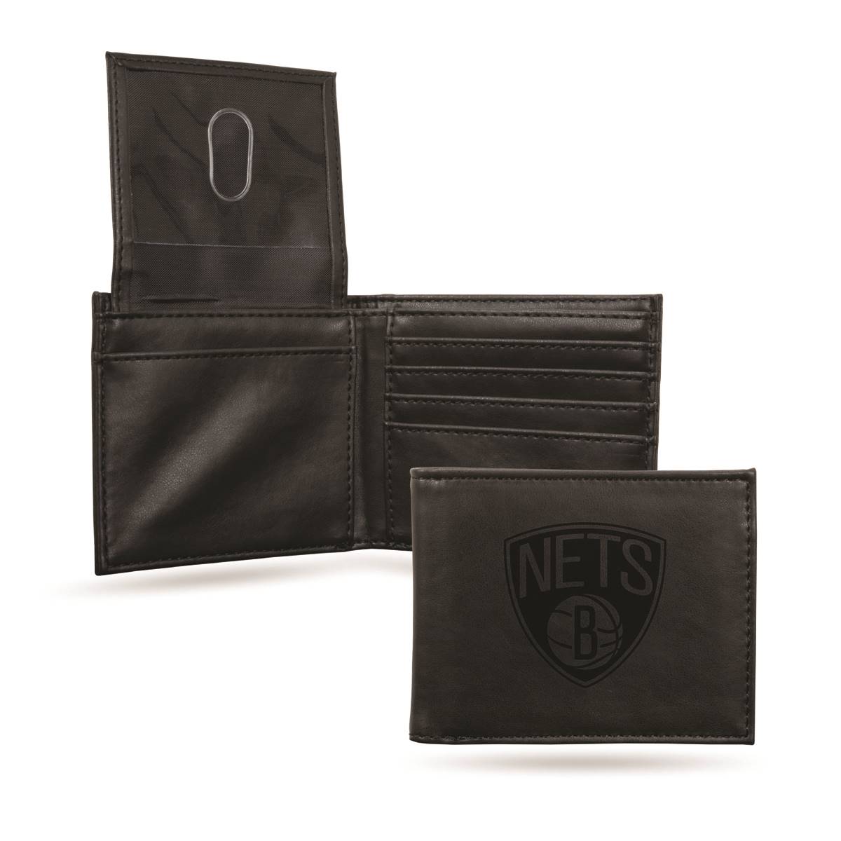 Mens NBA Brooklyn Nets Faux Leather Bifold Wallet