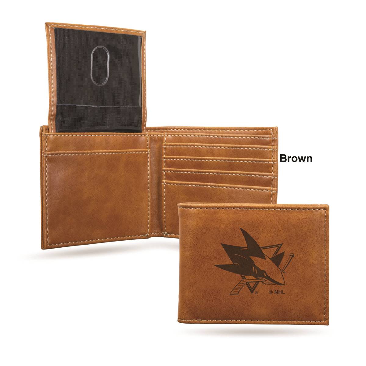 Mens NHL San Jose Sharks Faux Leather Bifold Wallet