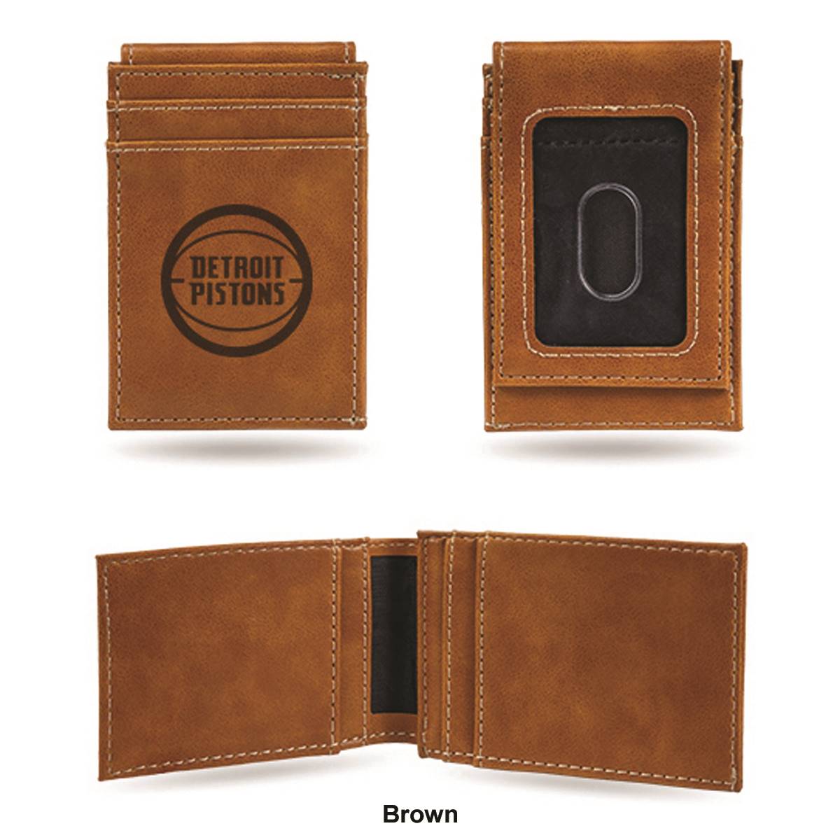 Mens NBA Detroit Pistons Faux Leather Front Pocket Wallet