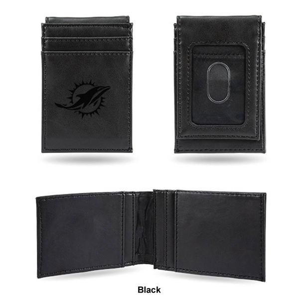 Mens NFL Miami Dolphins Faux Leather Front Pocket Wallet alternate view