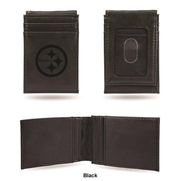Mens NFL Pittsburgh Steelers Faux Leather Front Pocket Wallet alternate view