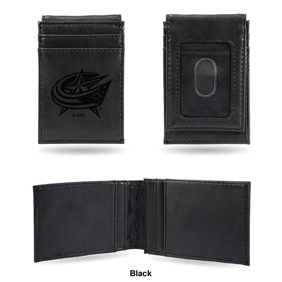 Mens NHL Columbus Blue Jackets Faux Leather Front Pocket Wallet