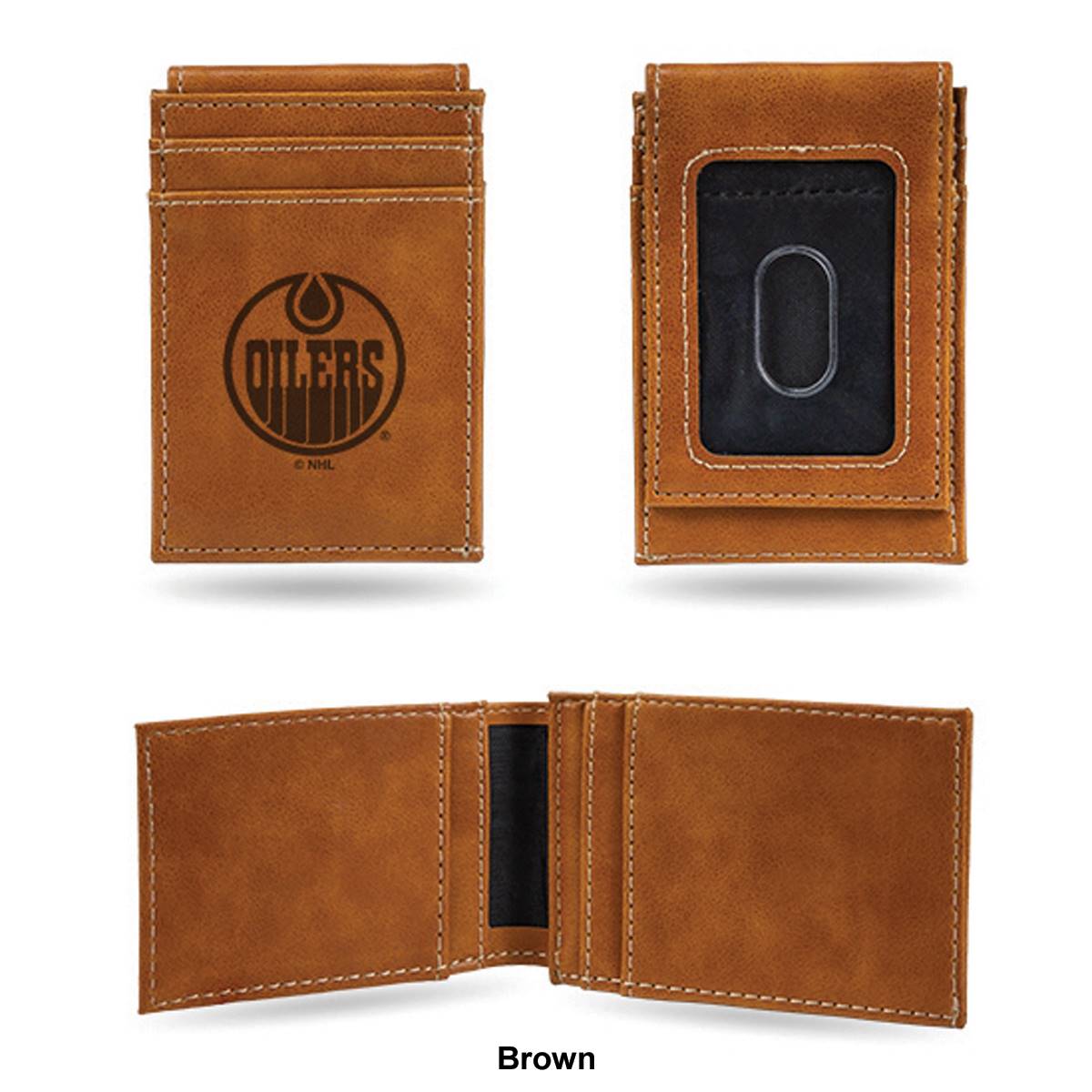 Mens NHL Edmonton Oilers Faux Leather Front Pocket Wallet