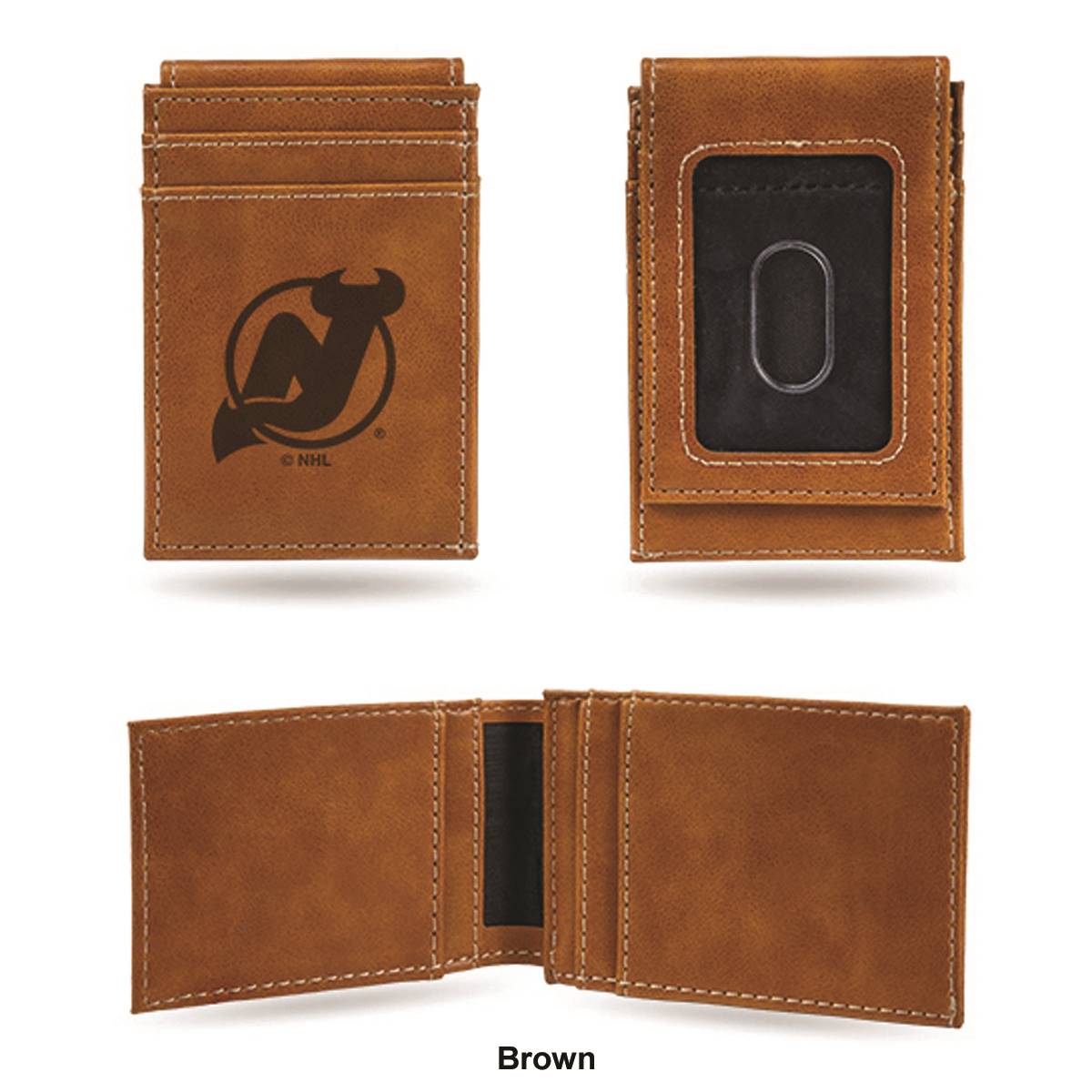 Mens NHL New Jersey Devils Faux Leather Front Pocket Wallet