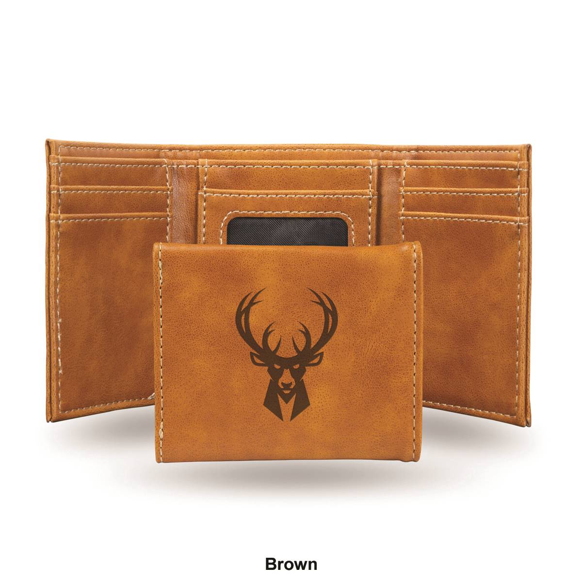 Mens NBA Milwaukee Bucks Faux Leather Trifold Wallet