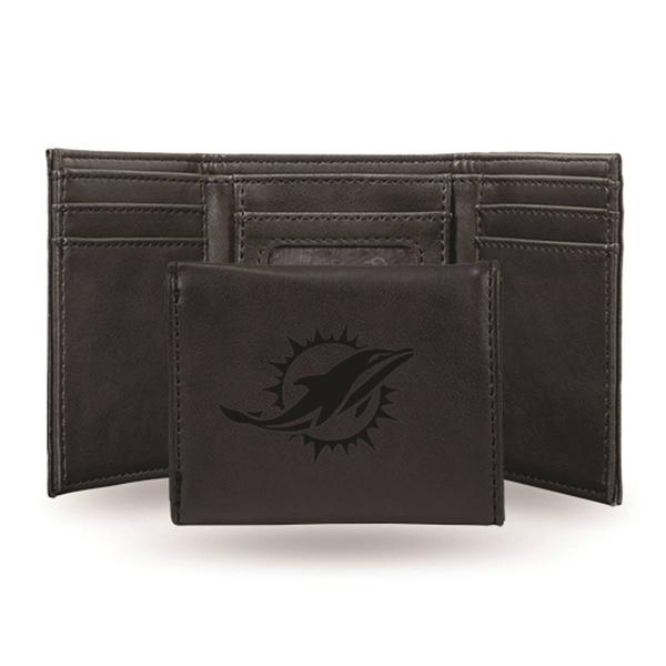 Mens NFL Miami Dolphins Faux Leather Trifold Wallet