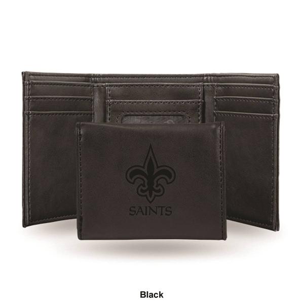 Mens NFL New Orleans Saints Faux Leather Trifold Wallet alternate view