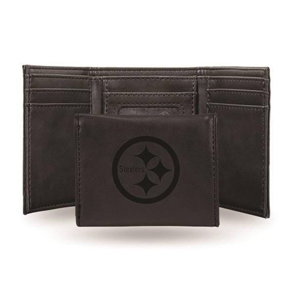 Mens NFL Pittsburgh Steelers Faux Leather Trifold Wallet
