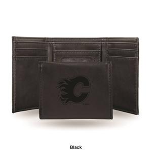 Mens NHL Calgary Flames Faux Leather Trifold Wallet alternate view