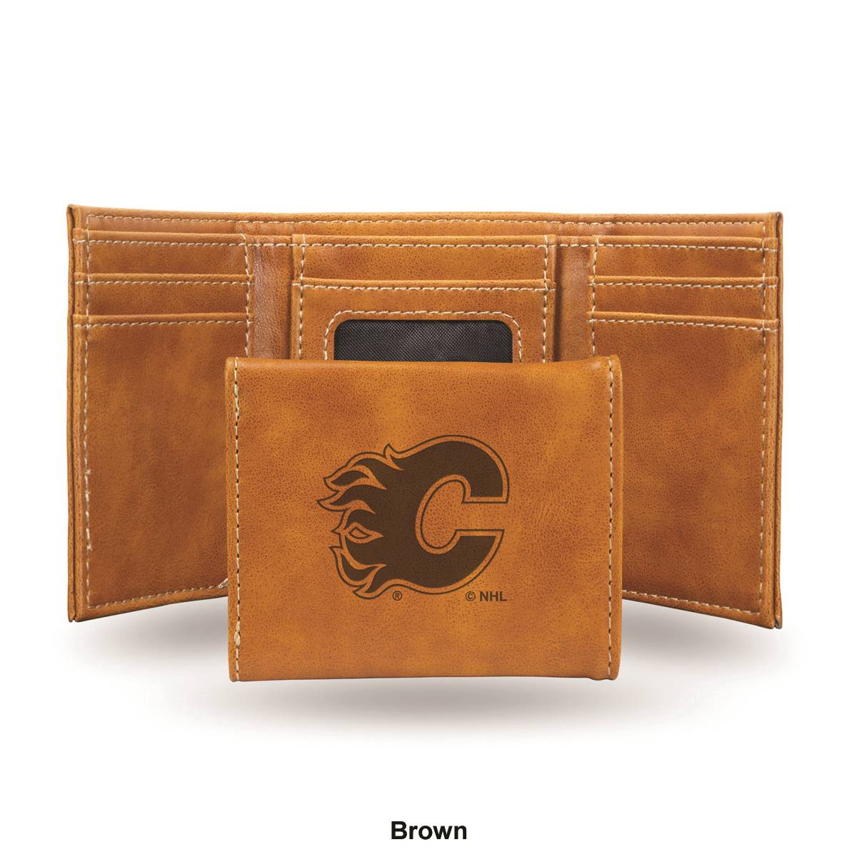 Mens NHL Calgary Flames Faux Leather Trifold Wallet