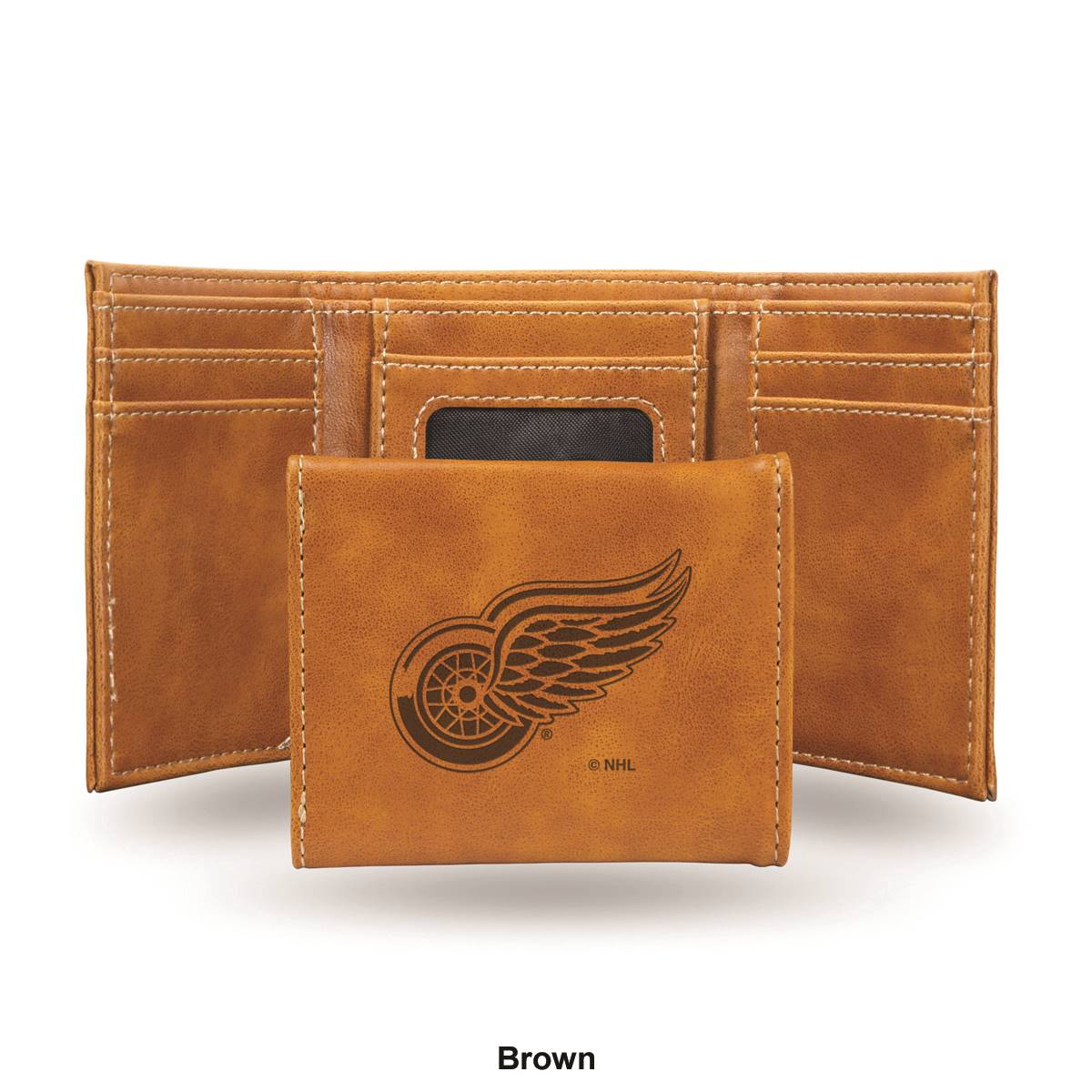 Mens NHL Detroit Red Wings Faux Leather Trifold Wallet