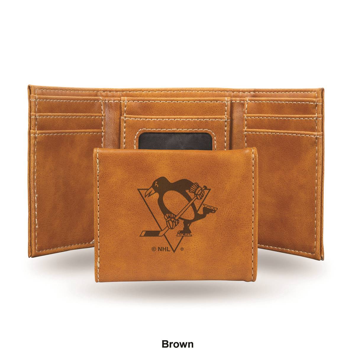 Mens NHL Pittsburgh Penguins Faux Leather Trifold Wallet