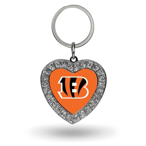 Womens NFL Cincinnati Bengals Rhinestone Heart Key Ring