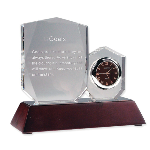 Goals Inspirational Crystal Desk Clock