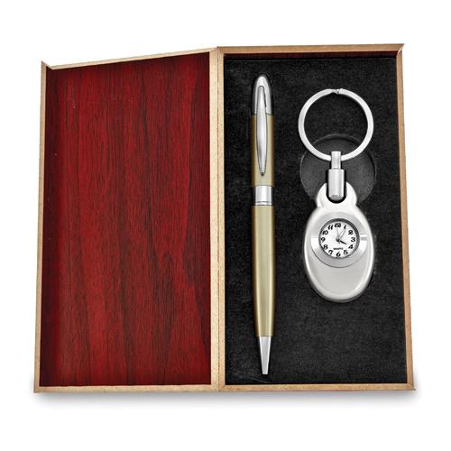 Silver-Tone Watch Key Ring & Pen Gift Set alternate view