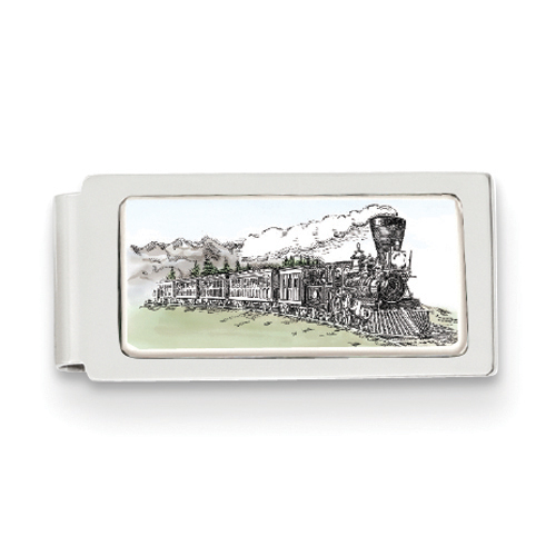 Mens Barlow Designs Color Train Hinged Money Clip