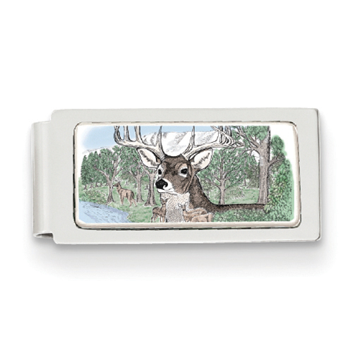 Mens Barlow Designs Deer Portrait Hinged Money Clip