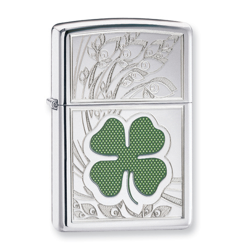 Zippo Four-Leaf Clover Chrome Lighter