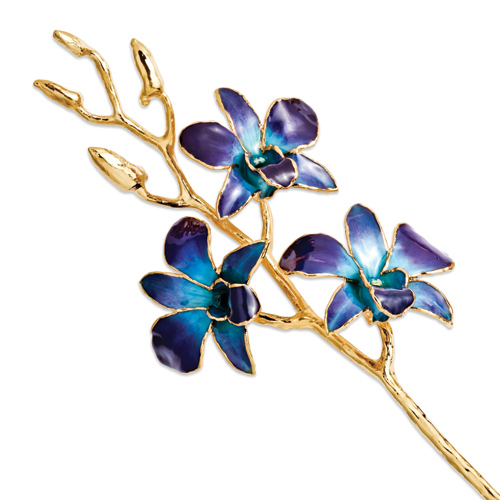 Lacquer Dipped Gold Trimmed Purple/Blue Orchid