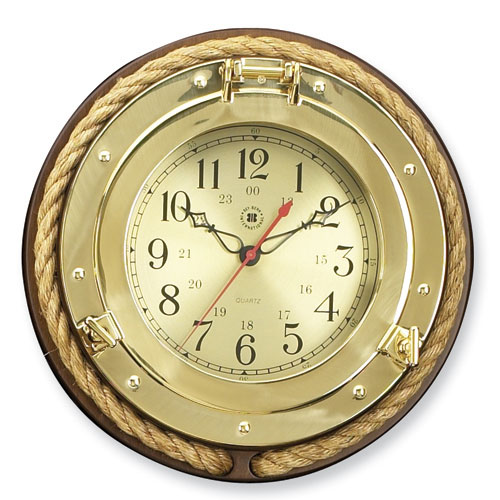 Brass Porthole With Rope Clock