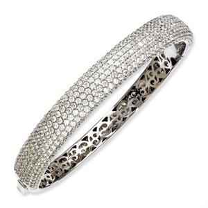 Sterling Silver 384 Stone CZ Hinge Bangle Bracelet