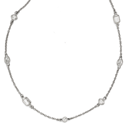 Sterling Silver & CZ 36.5in. Necklace
