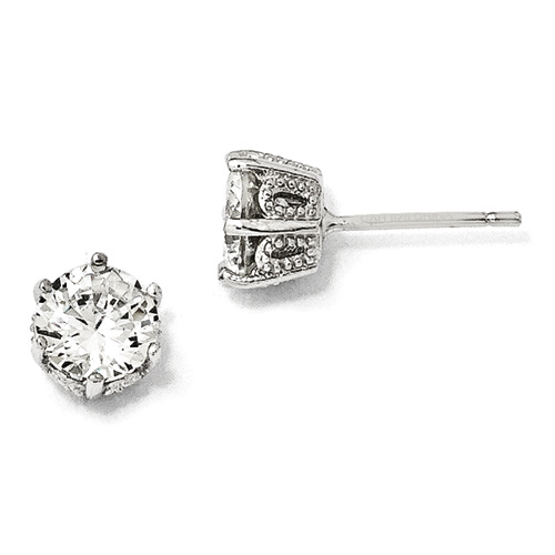 Sterling Silver & Rhodium Plated 6mm Stud Earrings