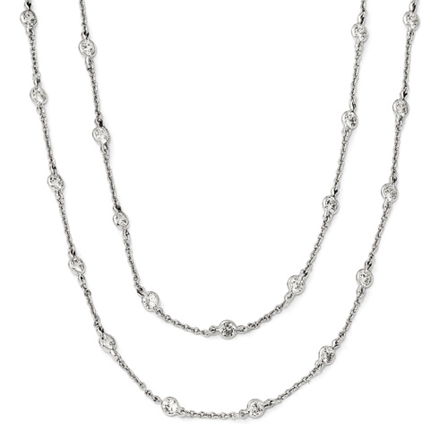 Sterling Silver & CZ 2 Row Necklace