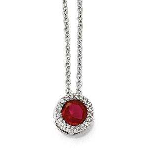 Sterling Ruby & CZ Pendant Necklace