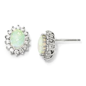 Sterling Silver Synthetic Opal Post Earrings