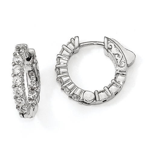 Sterling Silver CZ Hoop Earrings