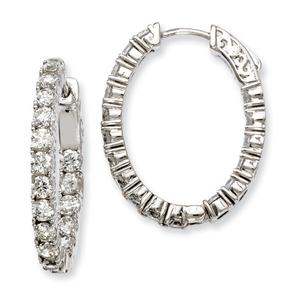 Sterling Silver 21mm x 27mm Oval Hoop Earrings