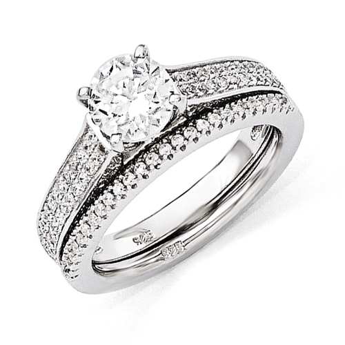 Sterling Silver 2pc. Wedding Ring Set