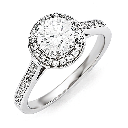 Sterling Silver & CZ Round Pave Ring