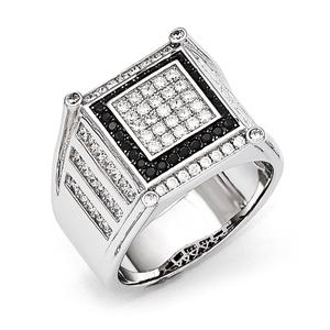 Mens Sterling Silver Black & White Ring