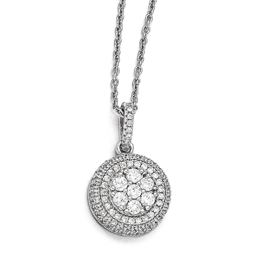 Sterling Silver & CZ White Circular Necklace