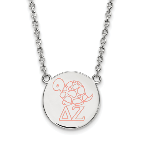 Small Silver Delta Zeta Enameled Pendant