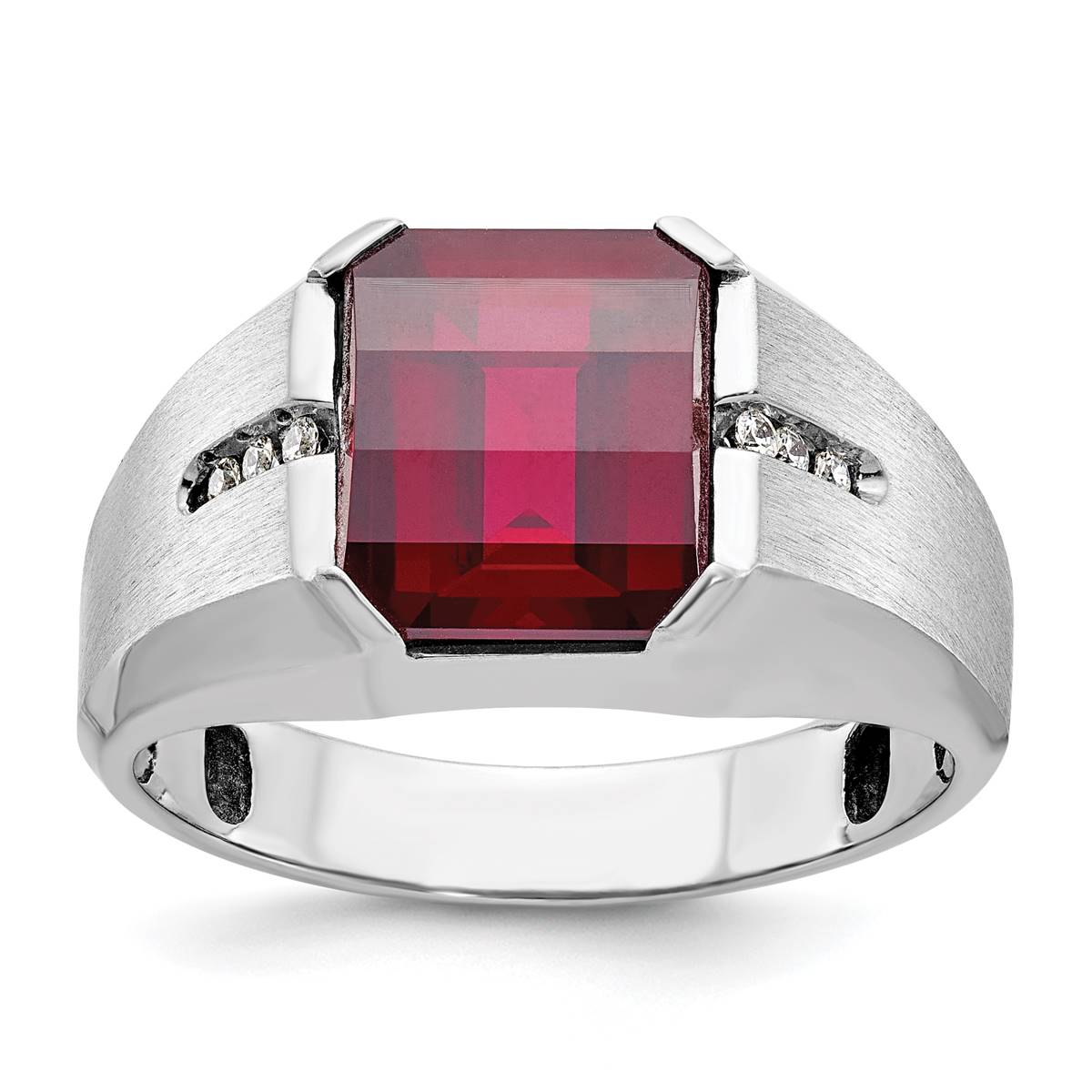 Mens Gentlemens Classics(tm) 14kt. White Gold Created Garnet Ring