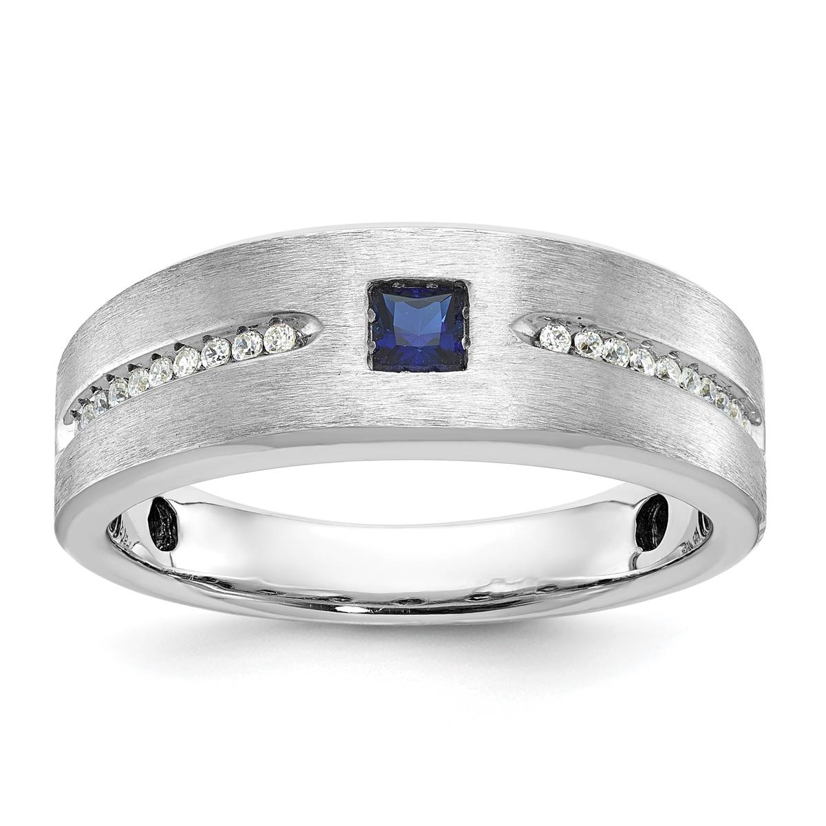 Mens Gentlemens Classics(tm) 14kt. White Gold Satin Sapphire Ring