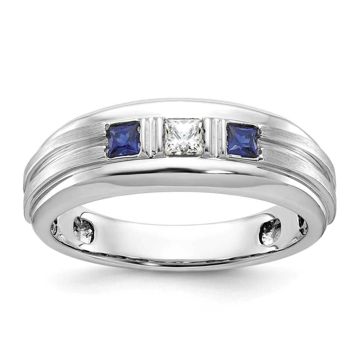 Mens Gentlemens Classics(tm) 14kt. White Gold Sapphire Satin Ring