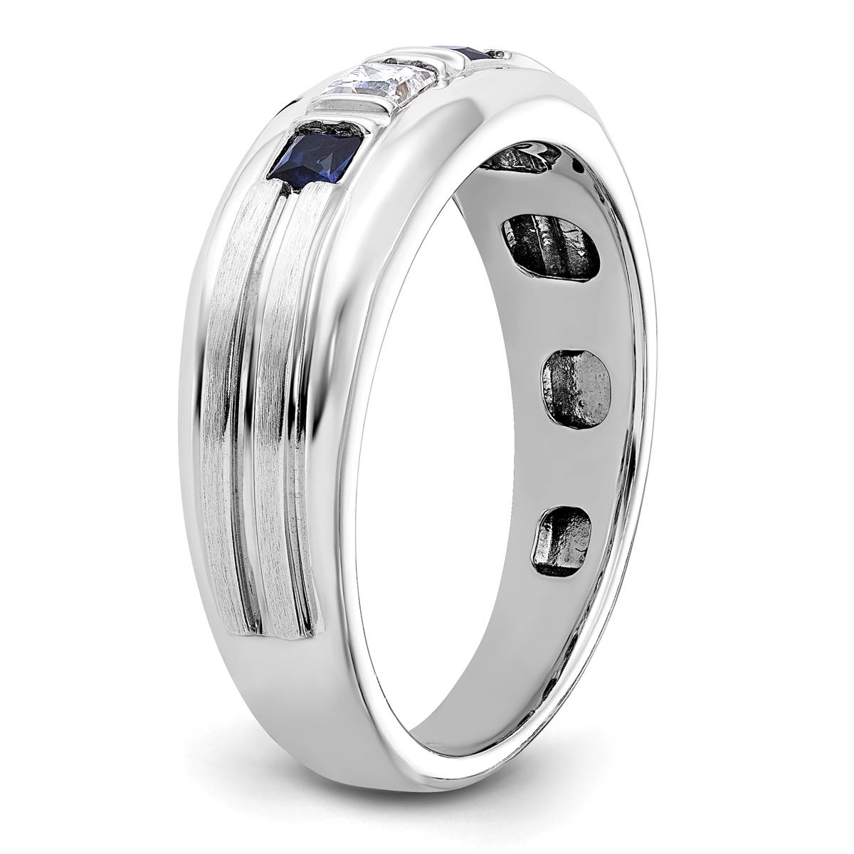 Mens Gentlemens Classics(tm) 14kt. White Gold Sapphire Satin Ring