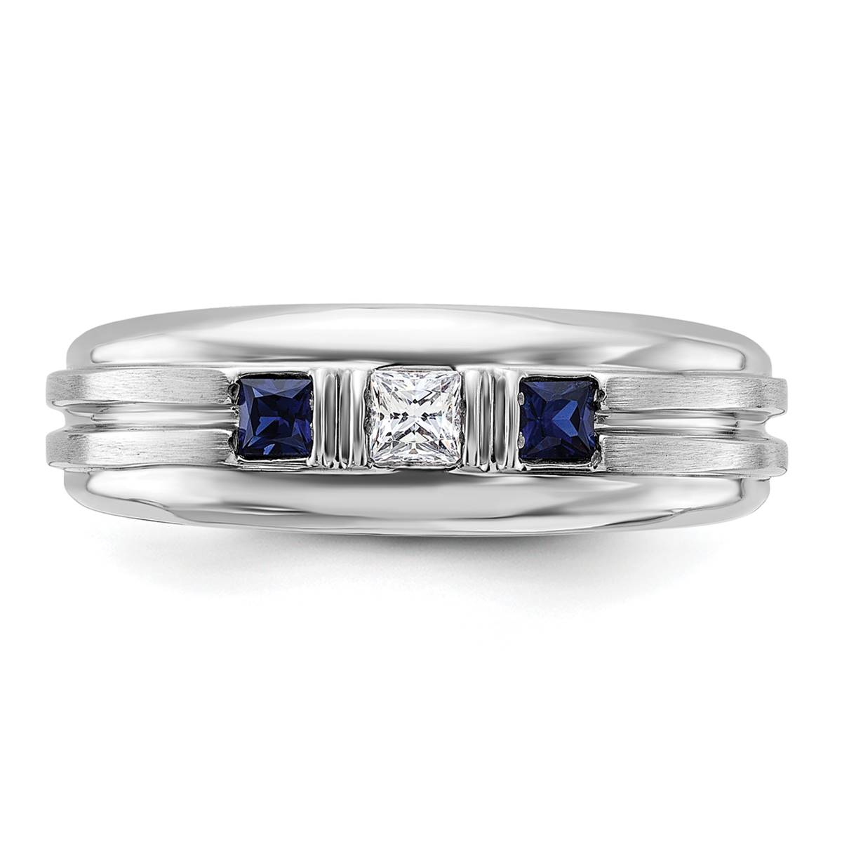 Mens Gentlemens Classics(tm) 14kt. White Gold Sapphire Satin Ring