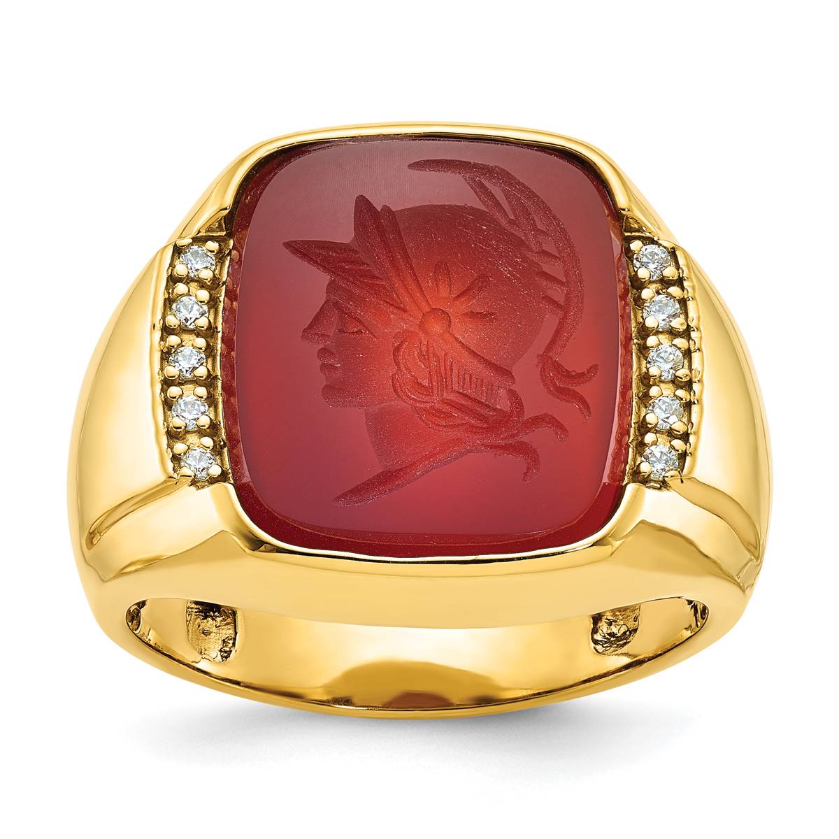 Mens Gentlemens Classics(tm) 14kt. Gold Carnelian Diamond Ring